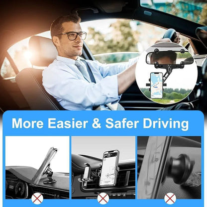 Phone Mount for Car , 2024 Upgraded Rear View Mirror Phone Holder, Universal Mount, Rotatable Phone Holder for Car Compatible