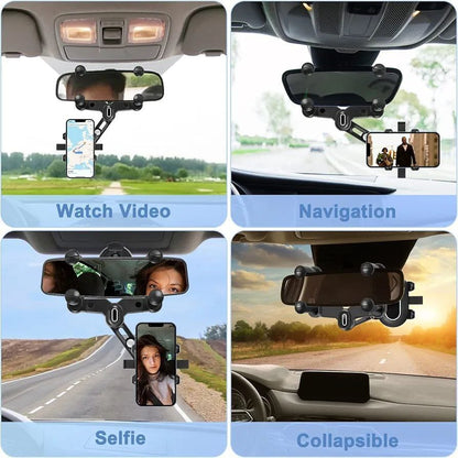 Phone Mount for Car , 2024 Upgraded Rear View Mirror Phone Holder, Universal Mount, Rotatable Phone Holder for Car Compatible