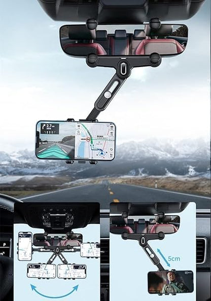 Phone Mount for Car , 2024 Upgraded Rear View Mirror Phone Holder, Universal Mount, Rotatable Phone Holder for Car Compatible