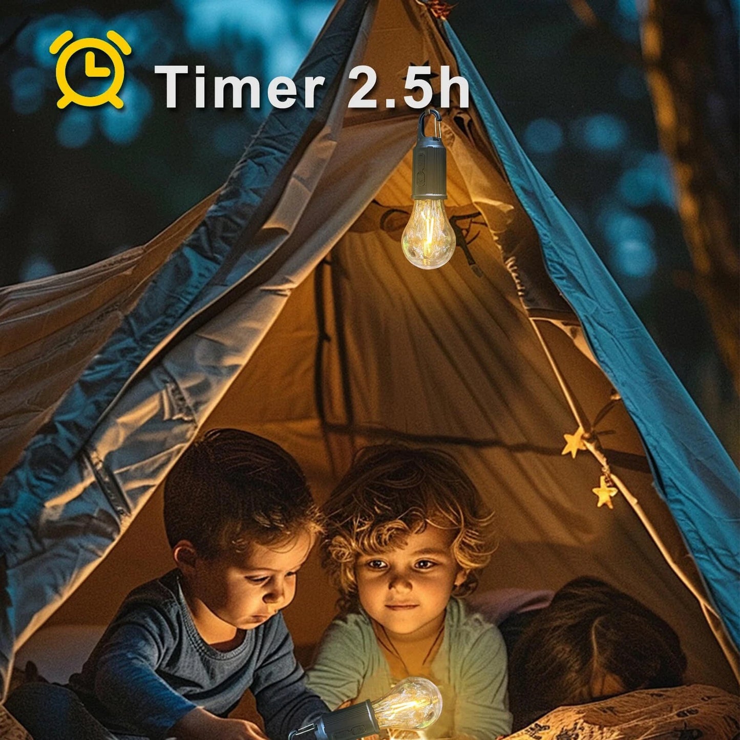 Decorative Hanging Bulb with 3 Modes Tent Lamp for Camping Pac of 2